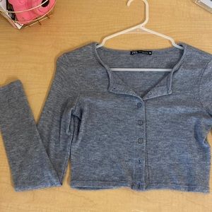 Zara button up cropped sweater top.